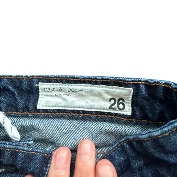 Rag & Bone Alex High Rise Straight in Rinse Dark Wash Rigid Denim Jeans Size 26 - Picture 5 of 9